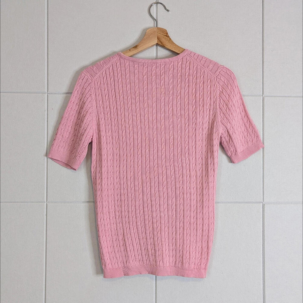 Vintage Evelyn & Arthur silk cotton cable knit short sleeve top - Picture 3 of 5